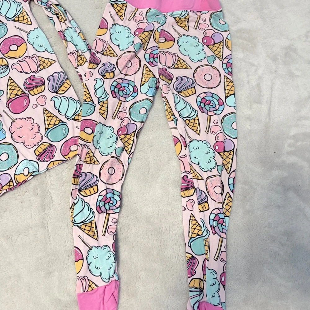 Little Sleepies Sweet Treats Pajama Set Kids Pink size 3T Bamboo Viscose Longe